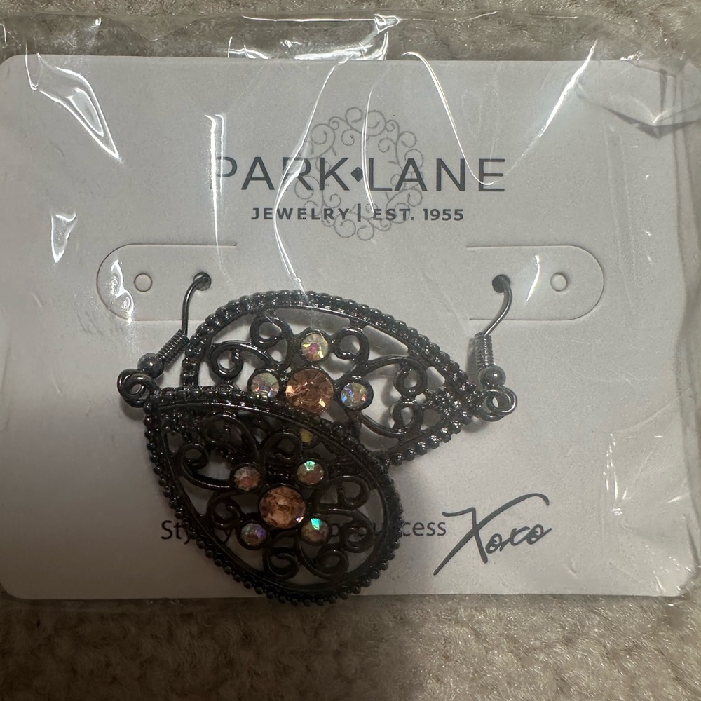 Park Lane Black Earrings with Gold Accents